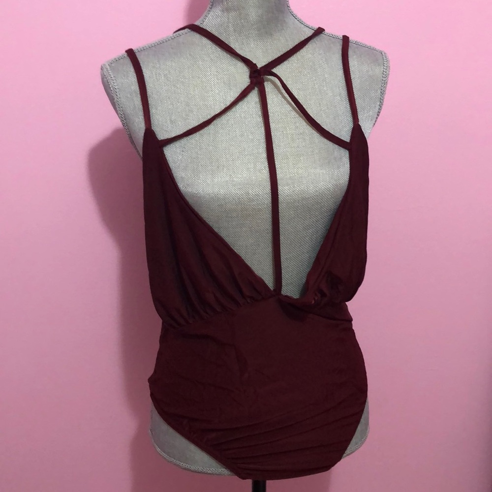 Sexy burgundy bodysuit